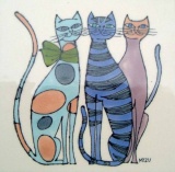 豪華手描き絵陶版 猫