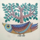 豪華手描き絵陶版 鳥