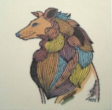 豪華手描き絵陶版　犬