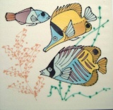 豪華手描き絵陶版　熱帯魚