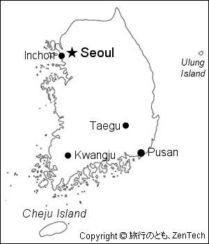 英語版の韓国白地図