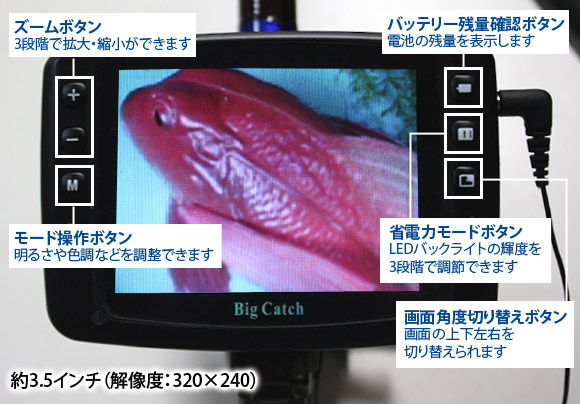 釣竿型水中カメラ　ビッグキャッチ　モニター